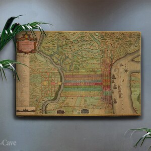 Alte Karte Philadelphia 1802 Baumwollleinwand, Digitaldruck, Karte Poster, Antike Dekoration, Moderner Druck, Großdruck #751
