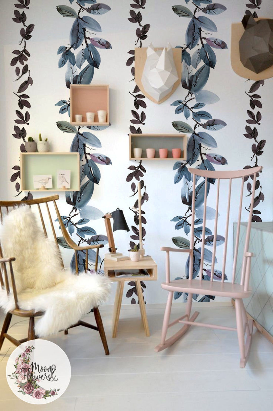 Leaf Ornament Wall Mural Leaves Removable Wallpaper Floral - Etsy