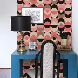Charming Wallpaper Removable Mural, Muster Classic geometric removable wallpaper pink and black wall mural non woven #239T