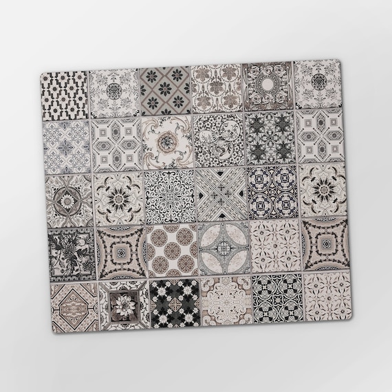 Decoritashop Tagliere in vetro temperato per cucina, rettangolare con piedini in gomma, resistente al calore, antiscivolo, 30 x 40 cm, in vetro fumé, BRCKT0000047