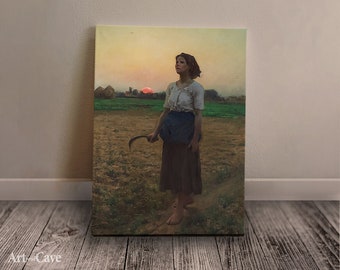The Song of the Lark by Jules Breton Cotton Canvas, Digital Print, Iconic Art, Classical Painting, Aged Print, Art Collection #869