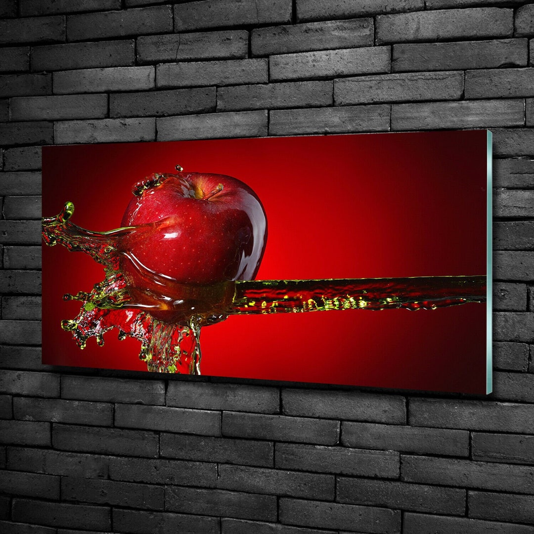 Glass Wall Art Red Apple Glass Wall Art Red Glass Picture Etsy