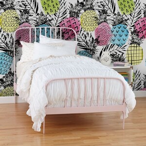 Charming Wallpaper Removable Mural, Colorful pineapple grunge removable wallpaper blue and pink wall mural wall decor #439T