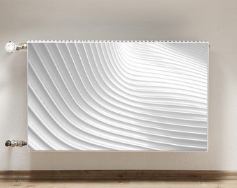Radiator Cover, Abstract Lines Heating Cover, Silver Printed Radiator Cover, White Magnet Mat, Modern Radiator Cover For Home, Idea Gift
