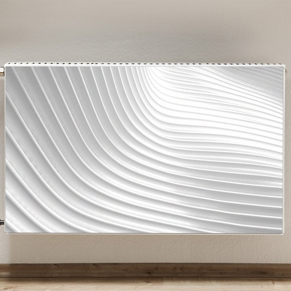 Radiator Cover, Abstract Lines Heating Cover, Silver Printed Radiator Cover, White Magnet Mat, Modern Radiator Cover For Home, Idea Gift