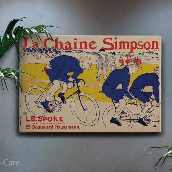 Le Chaine Simpson by Henri de Toulouse Lautrec Cotton Canvas, Digital Print, Retro Automobile, Wall Hanging Decor, Home Interior #955