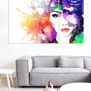Colorful Woman Portrait Wall Art, Abstract, Canvas, Modern Art, Wall Hanging, Fine Art, Abstraction, Colorful, Fashion, Wall Decor, Art