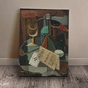 Nature Morte au Menu Et Au Siphon Louis Marcoussis Cotton Canvas, Digital Print, Iconic Art, Wall Art, Reproduction, Iconic Designer #842