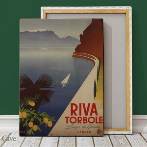 Riva Torbole Italy Travel Poster Cotton Canvas, Digital Print, Retro Travel Poster, High Art, Home Interior, Art Collection #363