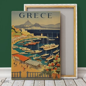 Griechenland Reise Poster Baumwollleinwand Digitaldruck, Retro Reise Poster, Großes Poster, Ikonen der Malerei, Designer #270