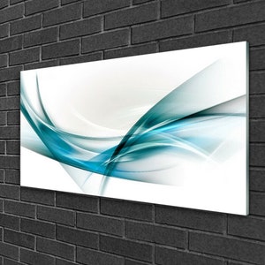 Glass Wall Art, Lines Art Glass Print, Blue Glass Picture, White Wall Decor, Abstract Wall Art, Personalized Glass Print, Real Float Glass