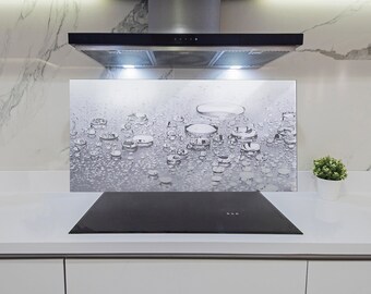 Tulup Crédence Cuisine Verre Trempé 100x70 Cm – Dosseret Hotte 'Manhattan New York' Noir Et Blanc, Protection Mur Éclaboussures Élégante
