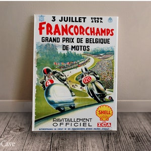 Francorchamps Grand Prix de Belgique Cotton Canvas, Digital Print, Retro Automobile, Living Room, Reproduction, Canvas Wall Art #952