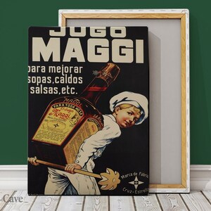 Retro Maggi Seasoning Sauce Print Cotton Canvas, Digital Print, Food Prints, Art Print, Room Decoration, Old Prints #151