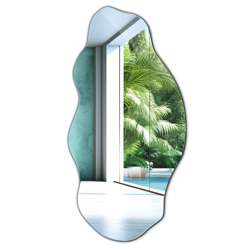 Wellenspiegel, modernes Design, rahmenloser Wandspiegel, asymmetrischer Formspiegel, großer Wandspiegel, handgefertigt Bild 7