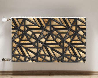 Radiator Cover, Geometric Pattern Heating Cover, Black Radiator Cover For Home, Brown Magnet Mat, Elegant Printed Magnet, Design Magnet