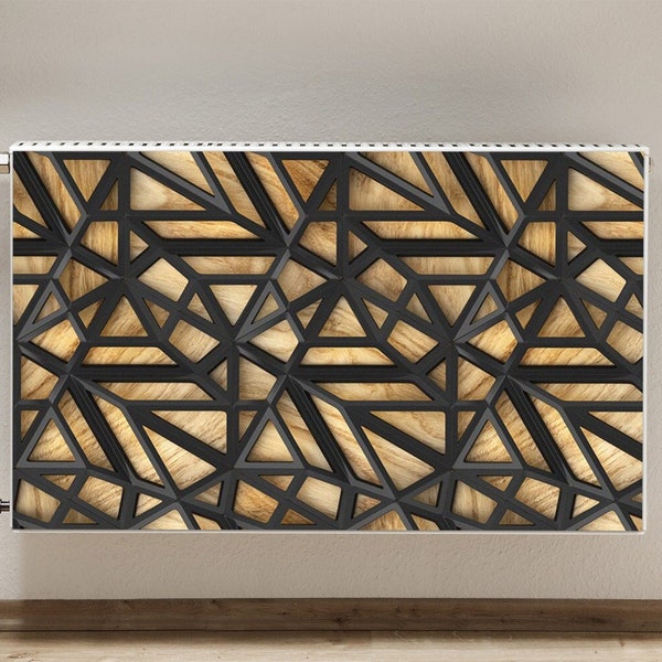 Radiator Cover, Geometric Pattern Heating Cover, Black Radiator Cover For Home, Brown Magnet Mat, Elegant Printed Magnet, Design Magnet