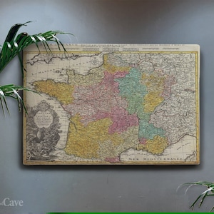 Mapa de la antigua Francia, 1741, lienzo de algodón, impresión digital, póster de mapa, colección de arte, regalo único, colección de arte n.° 121