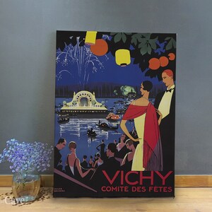 Vichy Comite Des Fetes Travel Poster Cotton Canvas, Digital Print, Retro Poster, Classic Pattern, Home Interior, Vibrant Colors #418