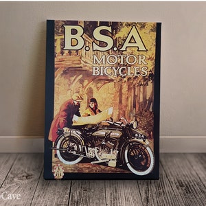 B.S.A モーターサイクル レトロポスター コットンキャンバス デジタルプリント クラシック自動車 美的装飾 ツール・ド・フランス 象徴的なデザイナー #949