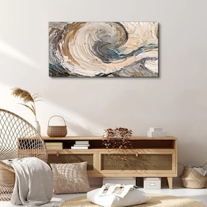 Canvas Pictures, Oil Painting Canvas, Blue Office Wall Art, Beige Living Room Wall Decor, Artwork Personalized Canvas Print, Frame Painting