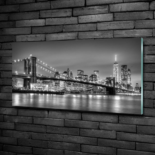Glass Picture Brooklyn Bridge Etsy