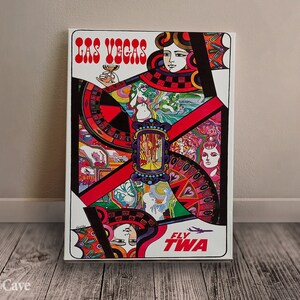 Fly TWA Las Vegas Travel Poster Cotton Canvas, Digital Print, Retro Travel Poster, High Quality, Illustration Print, Canvas Wall Art #445