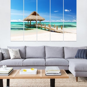 Tropical Island, Molo, Sea Art, Ocean Waves, Coast, Beach, Beach Print,Art, Canvas Print, Canvas, Pin Board, Canvas Art, Canvas Decor