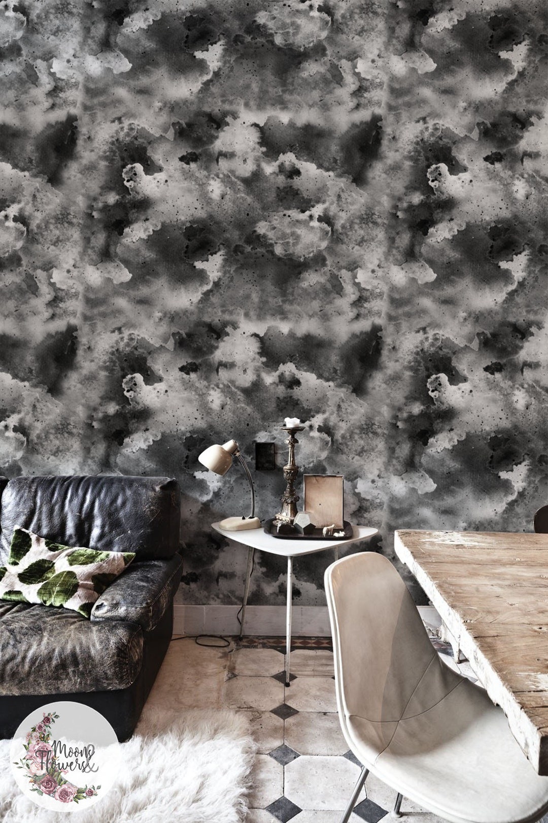 Watercolor Smoke Removable Wallpaper, Colorful Wall Decor, Abstract