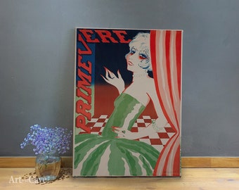 Primevere Retro Fashion Feminine Illustration Cotton Canvas, Digital Print, Old Fashion, Art Collection, Fine Art, Vogue Magazine #578