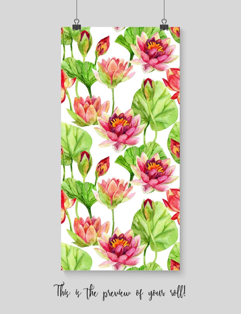 Lotus removable wallpaper Flowers wall mural Leaves wall Etsy
