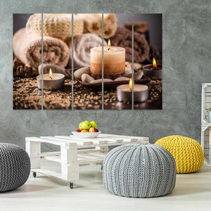 Zen Candle Wall Decor, SPA Composition Canvas, Wall Art Hanging, Cool Poster, Large Print, Printable, Panel Art, Zen Art, Yoga Print, Relax