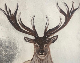 DIY Paint Party Kit | Sketched Canvas | Winter Stag