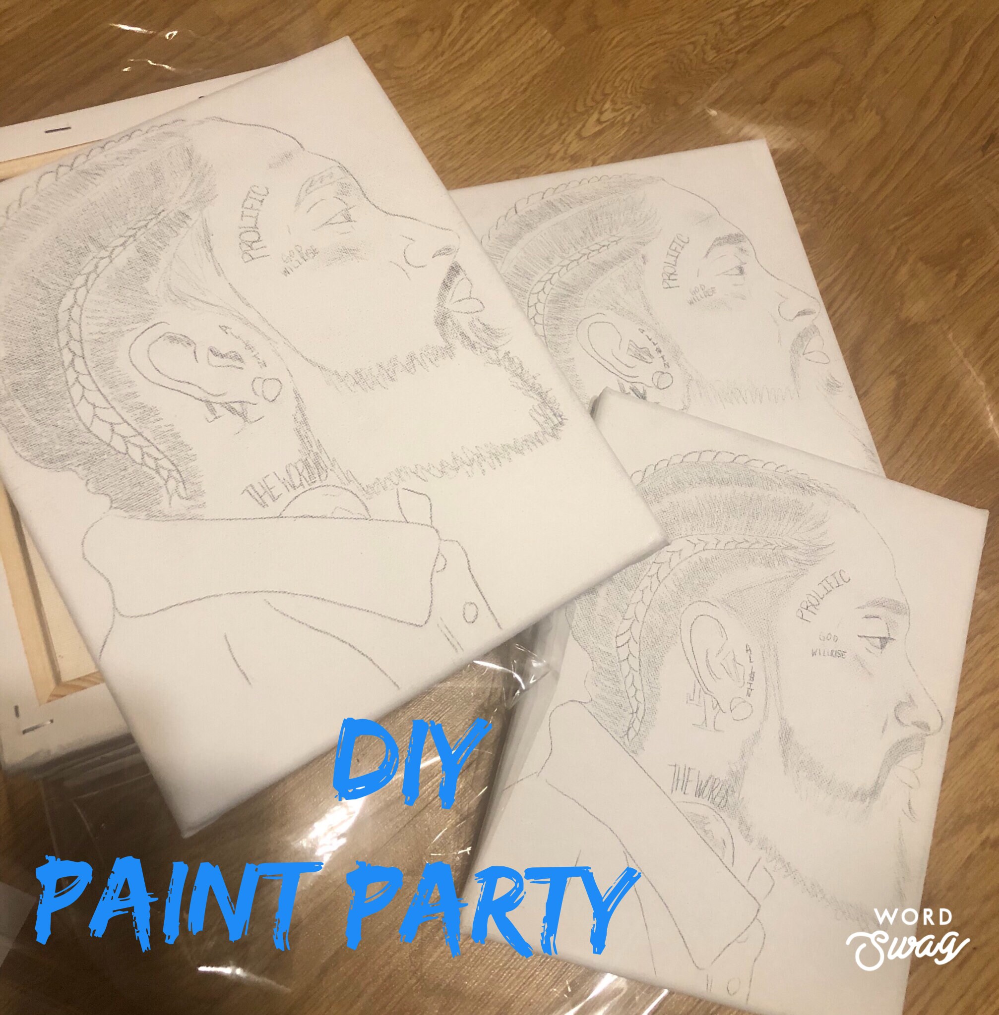 DIY Paint Party Kit Sketched Canvas Nipsey Hussle Etsy