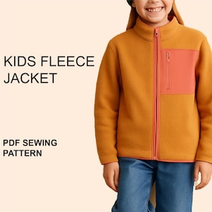 Kids Zip-Up Fleece Sweater Sewing Pattern (PDF Digital Download Pattern, Print / Projector File - English VIDEO INSTRUCTIONS)
