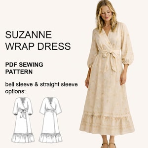 Suzanne Schnittmuster, Wickelkleid, Maxikleid mit Bindegürtel