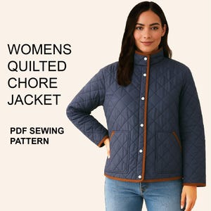 Veste de corvée matelassée pour femme Patron de couture PDF - Vêtements de travail pour manteaux à granges doublés - Téléchargement numérique - Fichiers d'impression et de projection