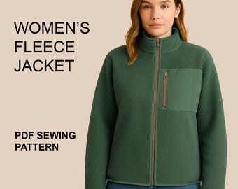 Womens Fleece Zip-Up Sweater Sewing Pattern: Women's/Teen (PDF Digital Download, Print/Projector File) - English VIDEO INSTRUCTIONS