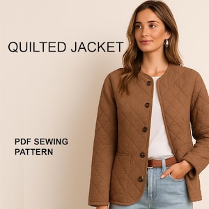 Wykrój na kurtkę pikowaną | Pobierz cyfrowo | Płaszcz damski – wykrój w formacie PDF i instrukcja w języku angielskim w plikach projektora Letter, A4 i A0
