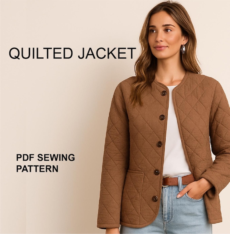 Quilted Jacket Sewing Pattern | Digital Download | Women’s Coat - PDF Pattern and English instructions in Letter, A4 and A0 Projector Files image 1