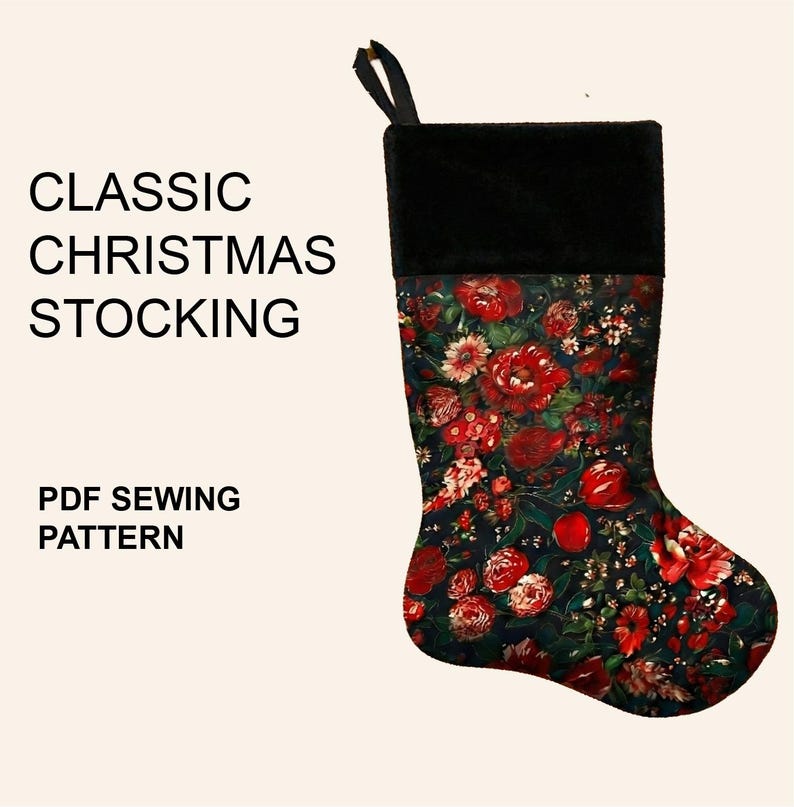 Classic Christmas Stocking PDF Sewing Pattern Digital Download