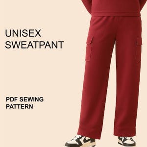 Patrón de costura en PDF para pantalones deportivos unisex - Descarga digital del patrón en PDF e instrucciones en inglés, archivo para imprimir o proyectar.