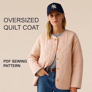 Damquiltad jacka - Digital nedladdning - PDF-sömnadsmönster på engelska med tryckta A4-, Letter-, A0- och projektorfiler