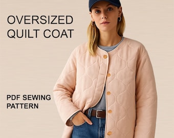 Oversized Quilted Jacket PDF Sewing Pattern – 90s Vintage Inspired Coat (Digital Download)