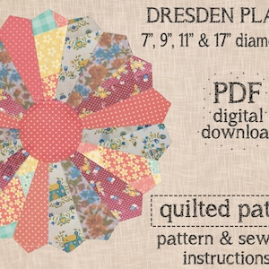 Quilted Dresden Plate Applique PDF Sewing Pattern