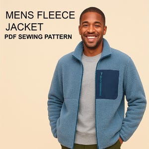 Men&#39;s Zip-Up FLEECE JACKET Sewing Pattern PDF – Instant Digital Download