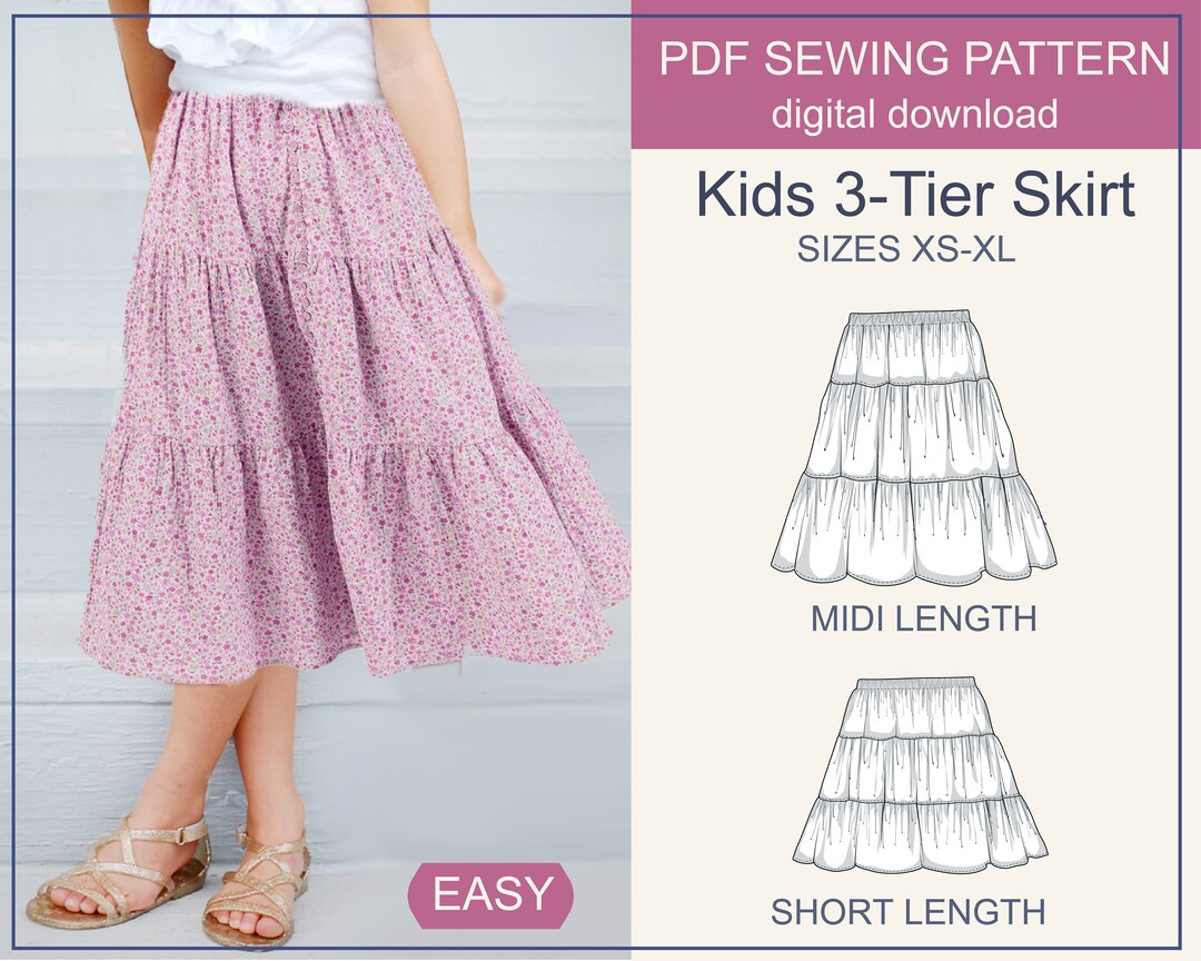 Girls Boho Skirt PDF Sewing Pattern Digital Download Etsy