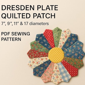 Quilted Dresdner Platte Applikation PDF Schnittmuster - Deutsche Anleitung