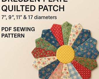 Quilted Dresden Plate Applique PDF Sewing Pattern - English Instructions