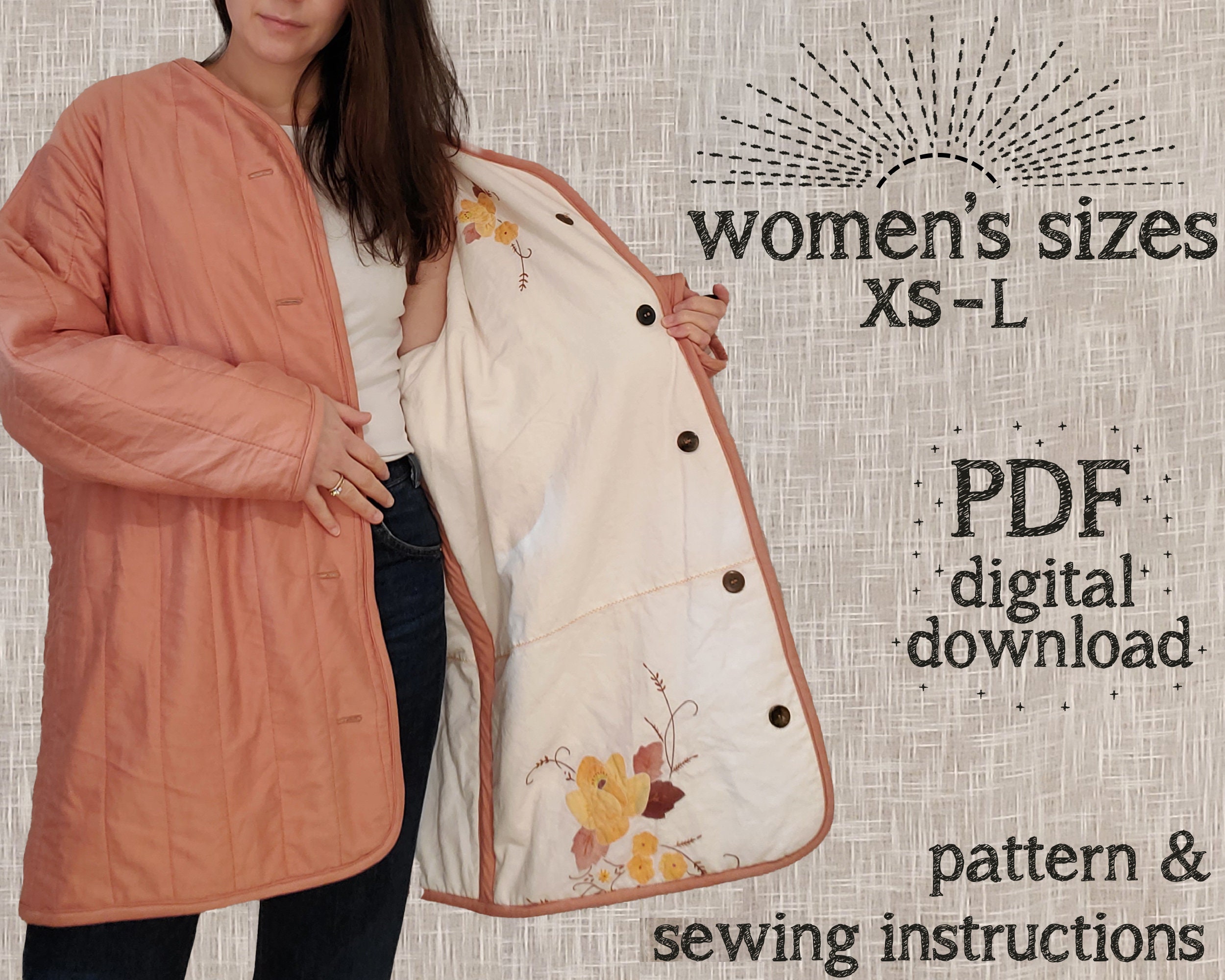Women's Reversible Quilted Liner Jacket - PDF Sewing Pattern